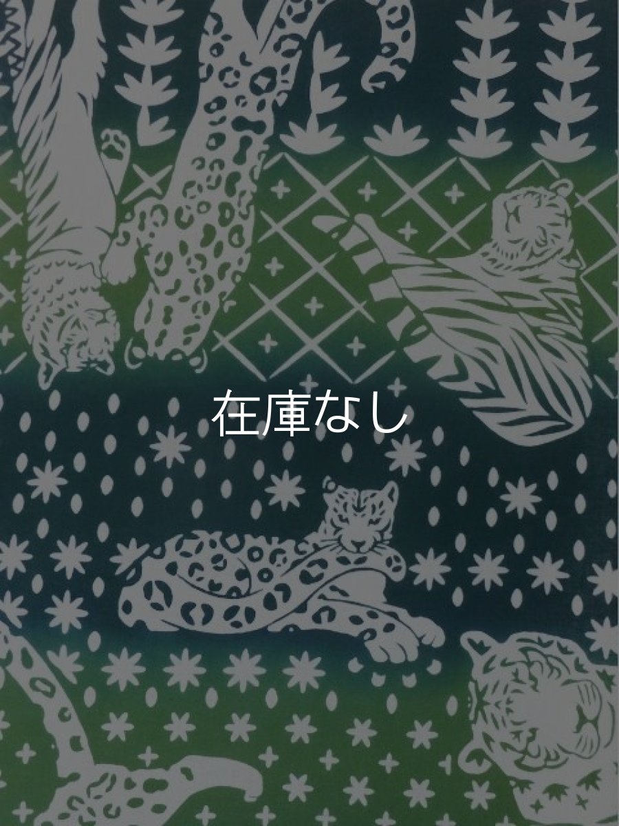 画像1: とことわの手ぬぐい　ネコカキリコ 緑 (1)