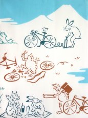 画像1: 手ぬぐい　鳥獣戯画 自転車 (1)