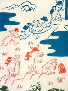 気音間の手ぬぐい 鳥獣戯画 登山 - 手ぬぐい専門店 こっさ。