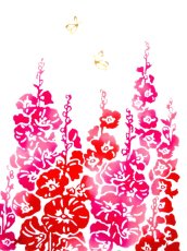 画像1: 梨園染の手ぬぐい　立葵 (1)