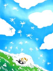 画像2: 手ぬぐい　たんぽぽに猫 (2)