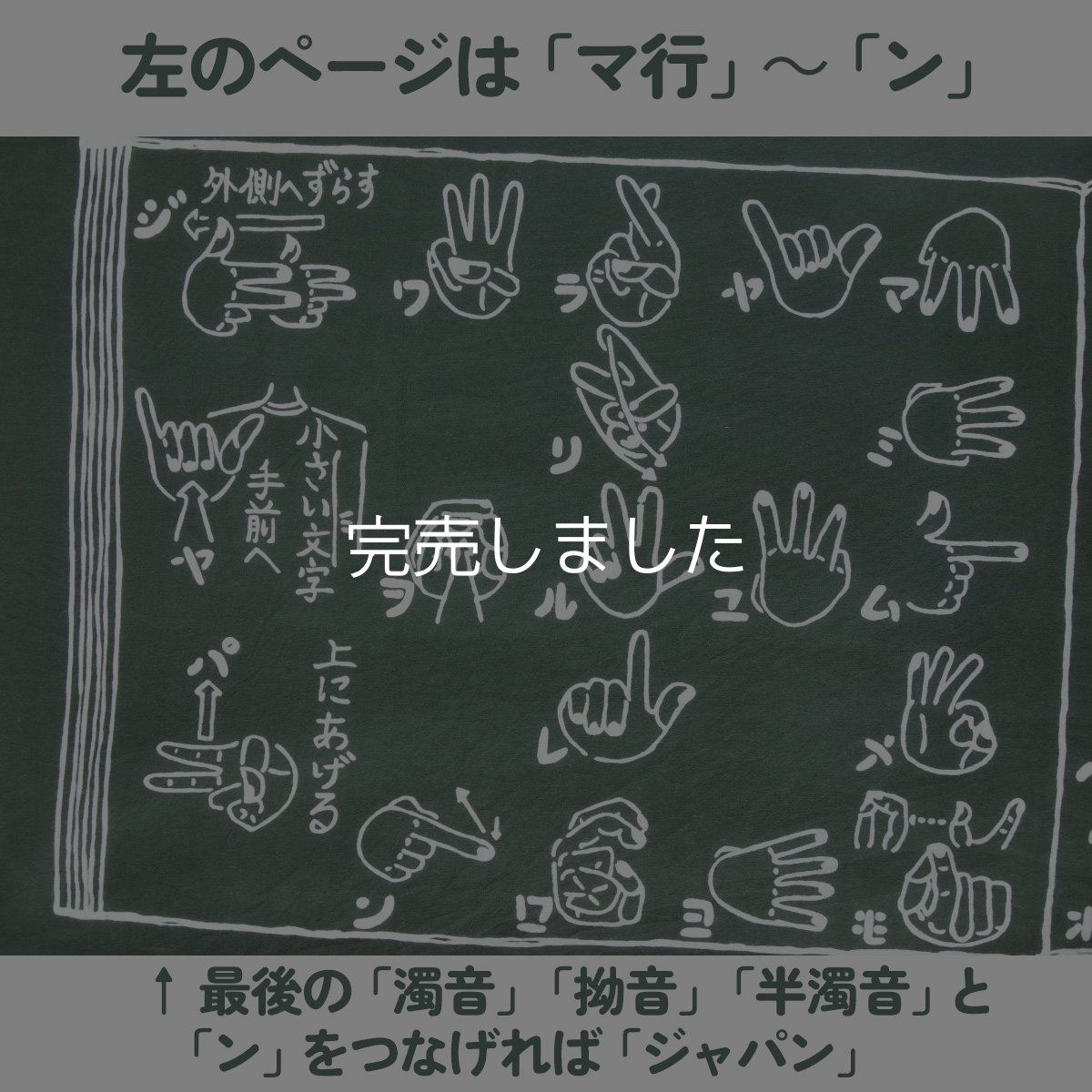 画像3: こっさ。オリジナル手ぬぐい ゆび文字練習帳 黒板色 (3)