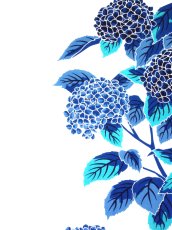 画像1: 手ぬぐい　染付色絵 紫陽花 (1)