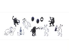 画像3: 【期間限定】東京和晒の手ぬぐい　飲んだ暮れ鳥獣戯画 宵酔 (3)