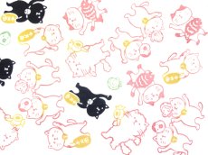 画像2:  【期間限定】 沢瀉屋の手ぬぐい　福福にゃんこ ピンク (2)