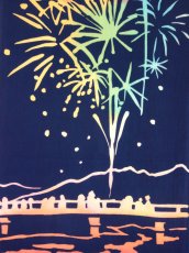画像1: 手ぬぐい　宵の花 煙火一閃 (1)