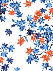 画像1: 染の安坊の手ぬぐい　染付色絵 紅葉 (1)
