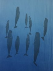 画像1: 【8月31日20時〜販売開始】関澤孝の手ぬぐい　眠りクジラ 薄い青（お一人様一点限り） (1)