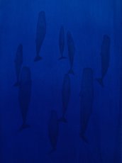 画像1: 【8月31日20時〜販売開始】関澤孝の手ぬぐい　眠りクジラ濃い青（お一人様一点限り） (1)