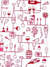 画像1: にじゆらの手ぬぐい　wine-tsunagi 赤 (1)