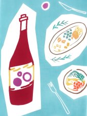 画像1: にじゆらの手ぬぐい　Living with wine 赤 (1)
