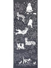 画像3: とことわの手ぬぐい ネコランド グレー (3)