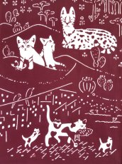 画像2: とことわの手ぬぐい ネコランド ワイン (2)