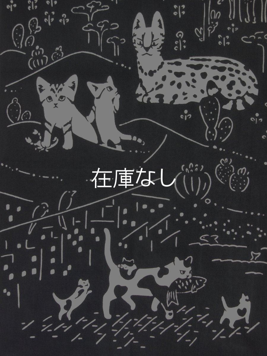 画像2: とことわの手ぬぐい　ネコランド グレー (2)