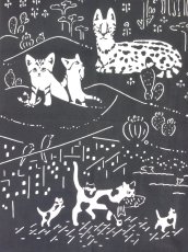 画像2: とことわの手ぬぐい ネコランド グレー (2)