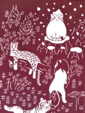 画像1: とことわの手ぬぐい ネコランド ワイン (1)