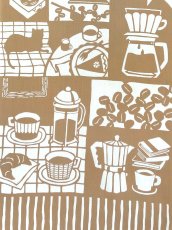 画像2: 【期間限定、11月9日20時〜販売開始】amiuの型染め手ぬぐい　コーヒーのある時間 ブラウン (2)