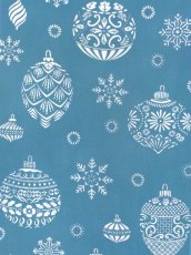 画像1: 【期間限定、11月9日20時〜販売開始】amiuの型染め手ぬぐい　Christmasオーナメント ピーコックブルー (1)