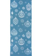 画像2: 【期間限定、11月9日20時〜販売開始】amiuの型染め手ぬぐい　Christmasオーナメント ピーコックブルー (2)