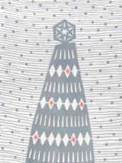 画像1: 【期間限定】amiuの型染め手ぬぐい　森のクリスマスツリー グレー (1)