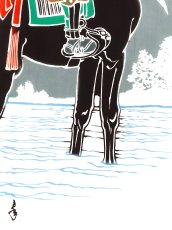 画像2: 【数量限定、12月1日20時より販売開始予定】ルミロックの2026年干支「午」手ぬぐい　月下の偵察 (2)