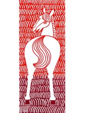 画像3: 【限定色、12月7日20時〜販売開始】kata kataの2026年干支「午」手ぬぐい　ふりむきうま 赤【お一人様2点まで】 (3)