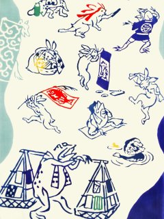 20周年記念】オリジナル手ぬぐい 鳥獣拭画（特製ステッカー付