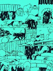 画像1: 梨園染の手ぬぐい　路地裏ねこ (1)