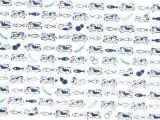 画像1: 梨園染の手ぬぐい　河童とキュウリ (1)