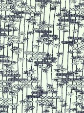 画像1: 梨園染の匠の技手ぬぐい　竹に霞取り七宝 淡緑 (1)