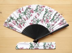 画像1: 染の安坊の手ぬぐい扇子　香るジャスミン (1)