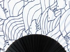 画像2: 染の安坊の手ぬぐい扇子　大海千鳥 (2)