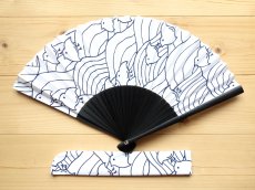 画像1: 染の安坊の手ぬぐい扇子　大海千鳥 (1)