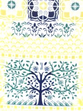 画像1: JIKAN STYLEの手ぬぐい　樹木の巡り（アラベスクタイルシリーズ） (1)