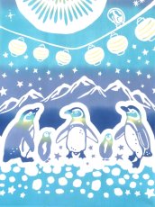 画像1: 和布華の手ぬぐい　ペンギン花火 (1)