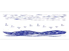 画像3: 【七月の限定販売】キレニエの手ぬぐい　空飛ぶ鶴 紺 (3)