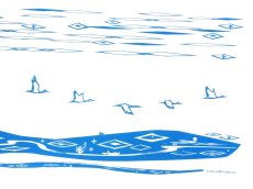 画像2: 【七月の限定販売】キレニエの手ぬぐい　空飛ぶ鶴 青 (2)