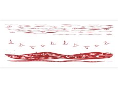 画像3: 【七月の限定販売】キレニエの手ぬぐい　空飛ぶ鶴 紅色 (3)