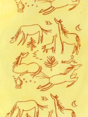 画像1: 【七月の限定販売】キレニエの手ぬぐい　馬といる風景 黄 (1)