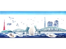 画像4: 【20周年記念】オリジナル手ぬぐい　勝鬨橋古往今来図 レガシーカラー (4)