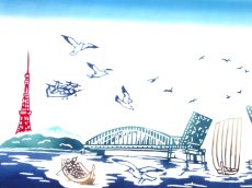 画像2: 【20周年記念】オリジナル手ぬぐい　勝鬨橋古往今来図 レガシー & βセット (2)