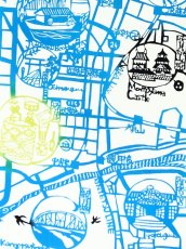 画像2: 【8月の期間限定、11日20時〜販売開始】ギャラリーKACCOの手ぬぐい　伏見水地図 水色 (2)