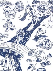 画像1: 【8月の期間限定、11日20時〜販売開始】クロゴハンの手ぬぐい　すみだ川 こん (1)