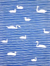 画像2: 手ぬぐい　水鳥 青色 (2)