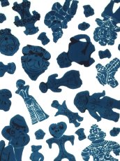 画像1: 【9月の期間限定、10日20時〜販売開始】えぼし SENSHOKU CREATORの手ぬぐい　土偶2 紺 (1)