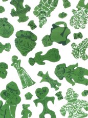 画像1: 【9月の期間限定、10日20時〜販売開始】えぼし SENSHOKU CREATORの手ぬぐい　土偶2 緑 (1)