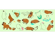 画像3: 【20周年記念、9月27日20時〜販売開始】オリジナル手ぬぐい　カピバラぼっこ (3)