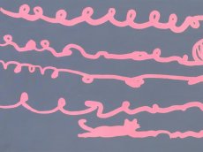 画像2: 【10月の期間限定】バオバブ堂の手ぬぐい　Cat yarn pink (2)