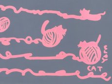 画像1: 【10月の期間限定】バオバブ堂の手ぬぐい　Cat yarn pink (1)