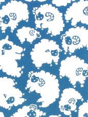 画像1: 【2027年干支「未」ひつじ】中村染工場の手ぬぐい　眠れぬ夜 青 (1)